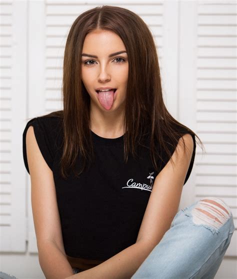 Women Model Russian Torn Jeans Jeans Tongue Out Long Hair Brunette Dark Hair Wallpaper
