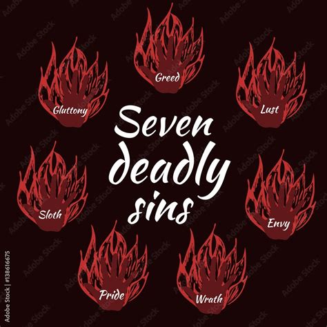 Seven Deadly Sins Bible Vector Illustration Stock Vektorgrafik