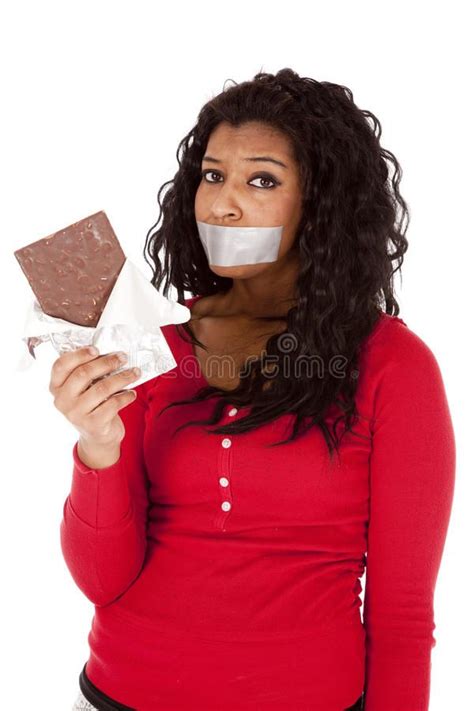 African American Woman Mouth Taped Chocolate An African American Woman