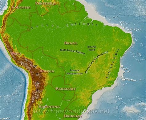 Physical Map Of Brazil Equirectangular Projection Click On The Map