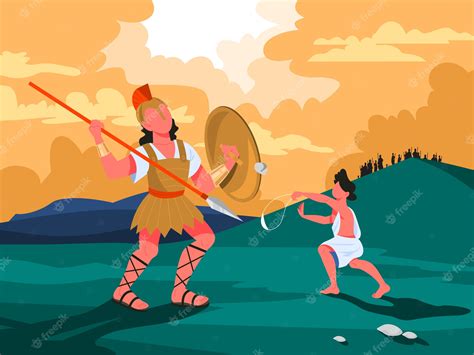 Premium Vector Bible Narratives About David And Goliath Christian