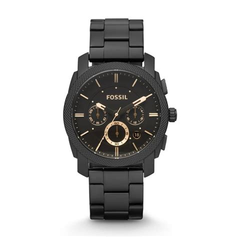 Fossil Fossil Mens Machine Mid Size Chronograph Black Stainless