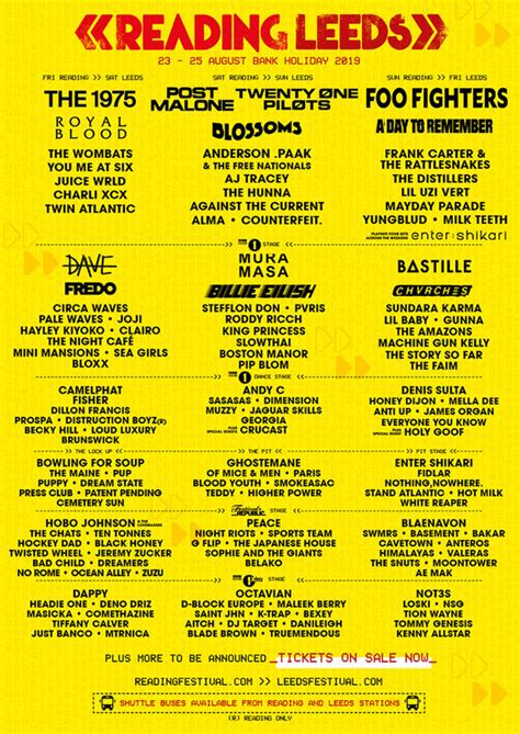 Skip to main page content leeds festival home. Reading Festival Line up 2019