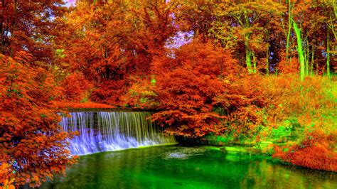 Autumn Landscape Waterfall Wallpaper Autumn Waterfalls