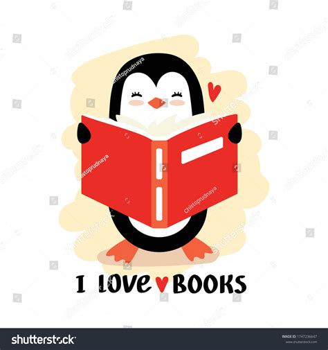 Cartoon Penguin Reading Book Vector Illustration Stock Vector Royalty