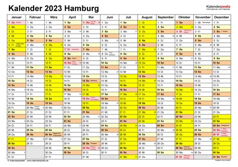 Kalender 2023 Hamburg Mit Feiertagen