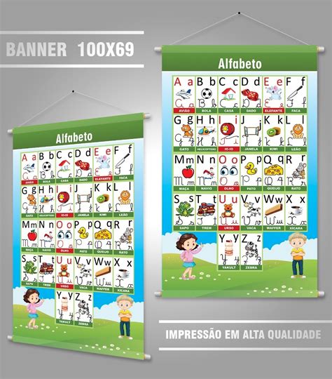 Banner Pedagógico Alfabeto 4 Tipos De Letra 65x100 Lona Mercado Livre
