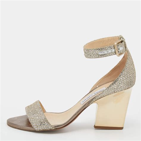 jimmy choo metallic gold glitter ankle strap sandals size 39 5 jimmy choo the luxury closet