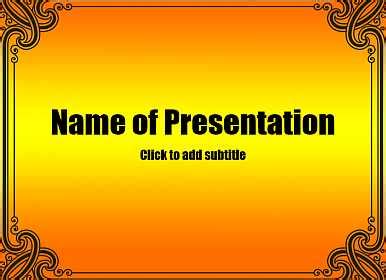 Orange Background With Frame Template For Powerpoint Presentations