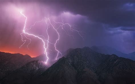 1366x849 Nature Landscape Mountains Lightning Storm Electric Clouds