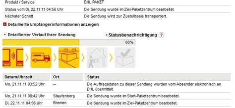 An privatpersonen wird in den meisten fällen. DHL Sendung "Die Sendung wurde im Ziel-Paketzentrum ...