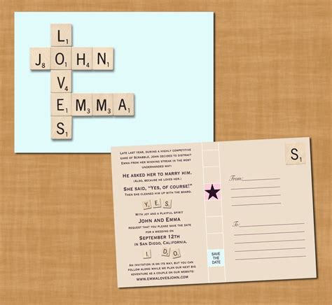 Scrabble Invites Invitations Save The Date Postcards Printable