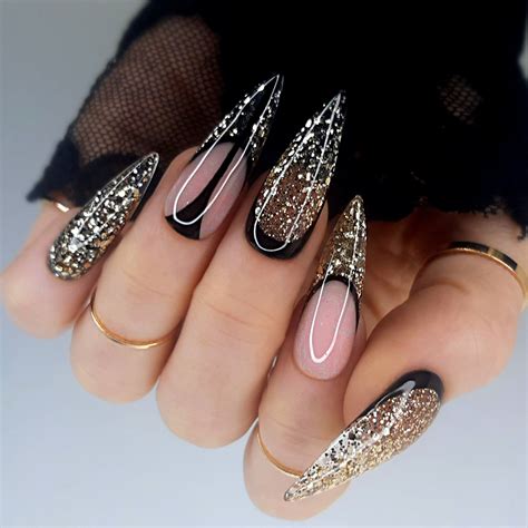 Gold Glitter Press On Nails Hard Gel Press Ons Luxury Custom Nails