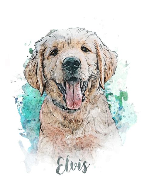 Golden Retreiver Puppy Watercolor Dog Portrait Watercolor Dog Pets