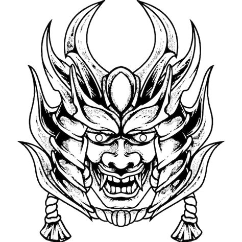 Premium Vector Devil Mask Samurai Silhouette