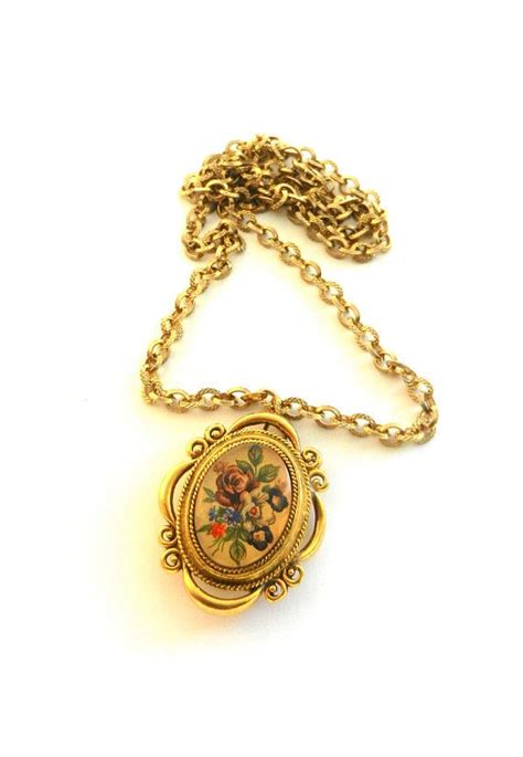 Corday Floral Locket Solid Perfume Pendant Gold Tone Etsy Solid