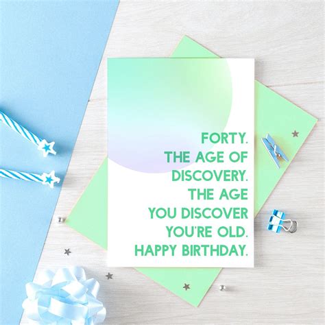 Example of 40th birthday messages, wishes, sayings to write in greeting cards: Funny 40th Birthday Card | 40 Years Old | Fortieth ...