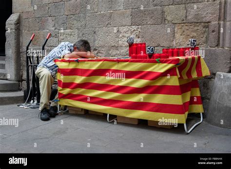 Catalan Man Having A Siesta Barcelona Stock Photo Alamy