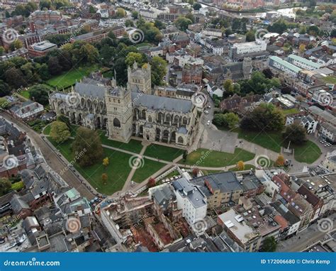 An Aerial View Of Exeter City Centre Devon England Uk Showing The