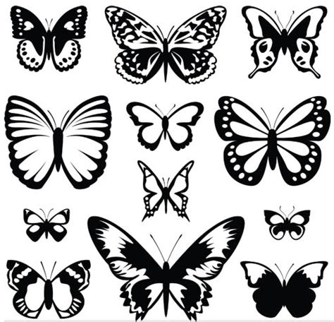 Silhouettes Butterflies Design Vectors Free Download