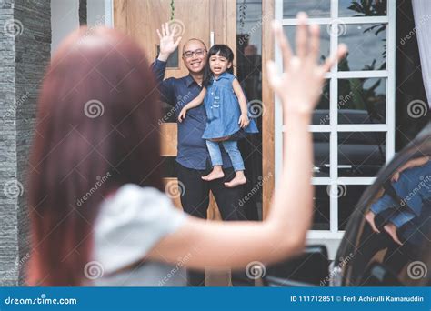 Kid Waving Goodbye To Parent Stock Image - Image of little, standing