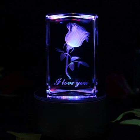 3d Glass Rose 3d Rotatable Engraved Crystal Rose With