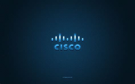 Cisco Logo Blue Shiny Logo Cisco Metal Emblem Blue Carbon Fiber