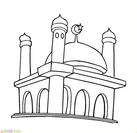 15 Contoh Mewarnai Gambar Masjid Beragam Desain Broon