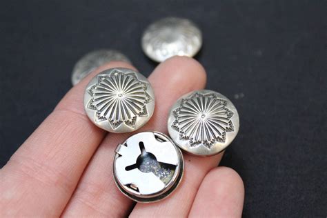 Set Of 5 Sterling Silver Native American Concho Button Covers Navajo