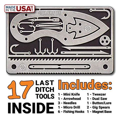 Tiny Survival Card Original Made In Usa 17 Tool Survival Kit With