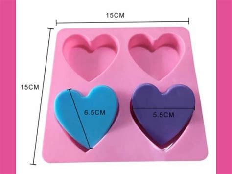 molde de silicone para sabonete coração 4 cavidades loja do silicone