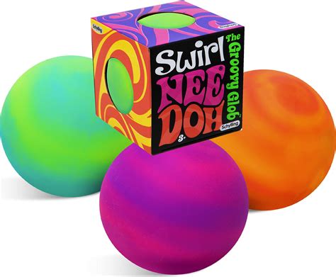 Buy Nee Doh Schylling Swirl Groovy Glob Squishy Squeezy Stretchy Stress Balls Neon Yellow