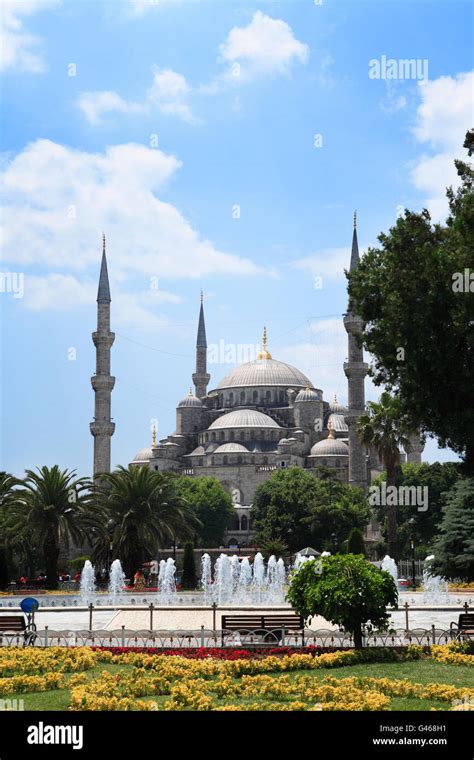 Vista de la famosa antigua Mezquita Azul en Estambul Turquía