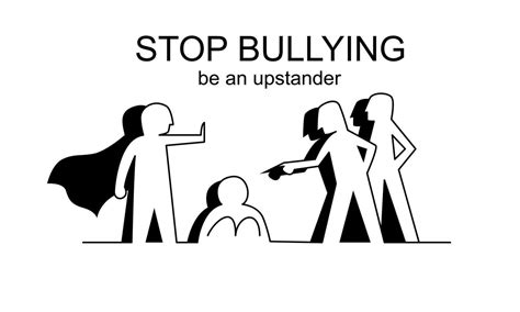Outline And Silhouette Style Of People Stop Bullying Upstander And Standing Up To Bully Concept