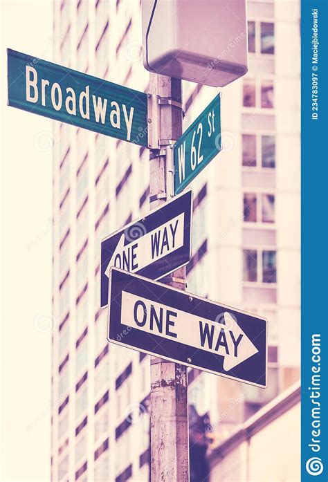 One Way Traffic Signs At Broadway Road Color Toning Applied Selective