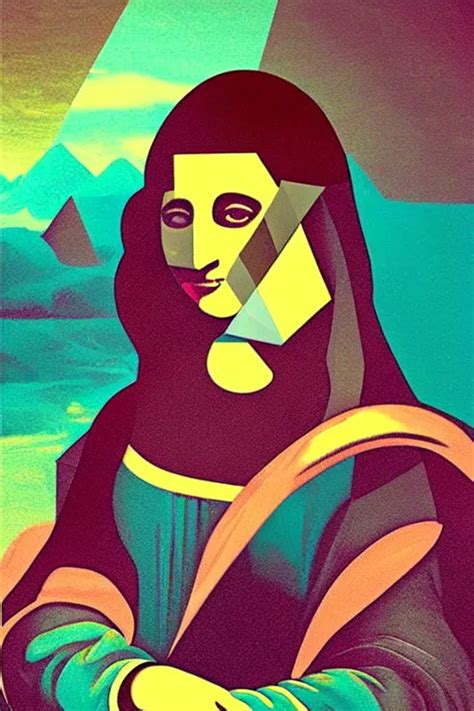 Cubist Mona Lisa Cutout Digital Illustration Cartoon Stable Diffusion