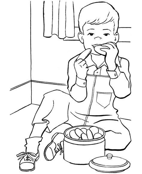 Desenho De Menino Comendo Biscoitos Para Colorir Tudodesenhos