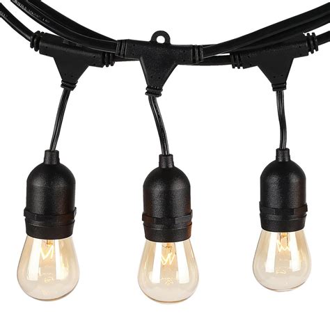 50ft Outdoor Patio String Lights With 15 Sockets