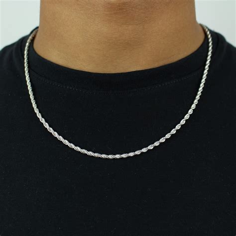 3mm Rope Chain In White Gold Jewlz Express