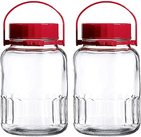Gallon Glass Jar With Lid Wide Mouth Airtight Plastic Pour Spout Lids