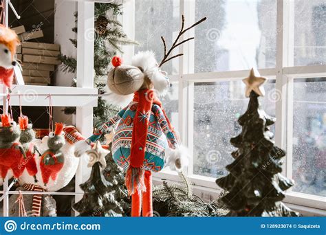 11.2'' h x 5.4'' w x 5.4'' d Christmas Decorations, Reindeer Doll With Bright Colors ...