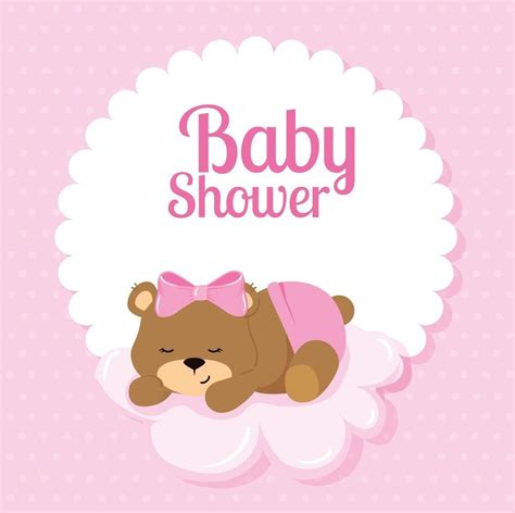 Tarjeta De Baby Shower Con Lindo Oso Y Nube Florist Logo Cloud Vector