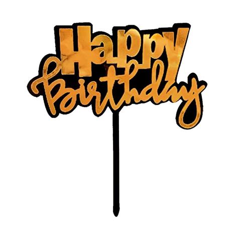 Golden Black Happy Birthday Cake Topper Birthday Propsicle
