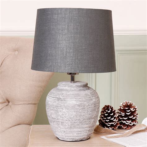 Concrete Grey Ceramic Table Lamp With Dark Grey Shade By Dibor