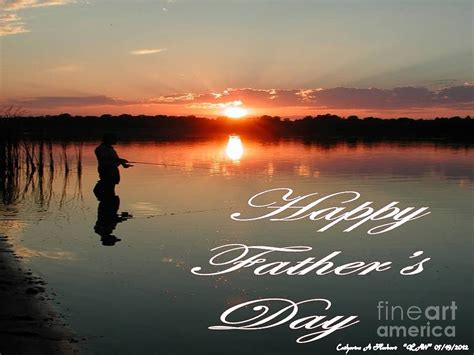 Sunset Fishing Happy Fathers Day Digital Art by Catherine Herbert