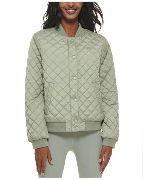 Levis Synthetic Diamond Quilted Bomber Jacket In Green Lyst