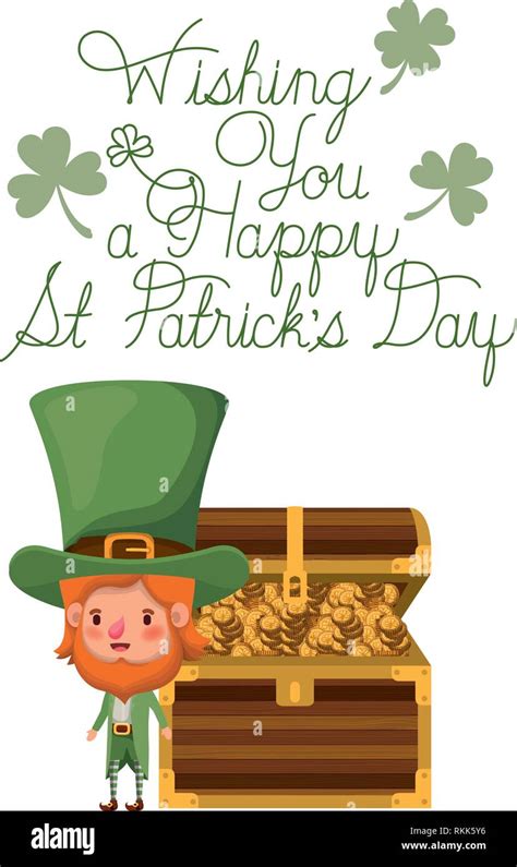 Wishing You A Happy St Patricks Day Label With Leprechaun Character