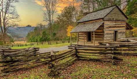 Daybreak At The John Oliver Cabin Cades Cove Photograph By Marcy
