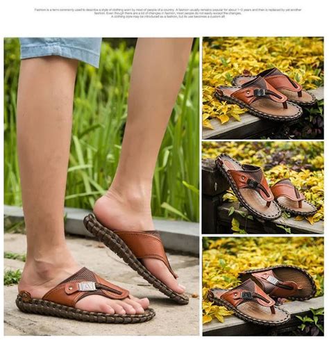 2017 new men s flip flops genuine leather slippers mens flip flops leather slippers men s
