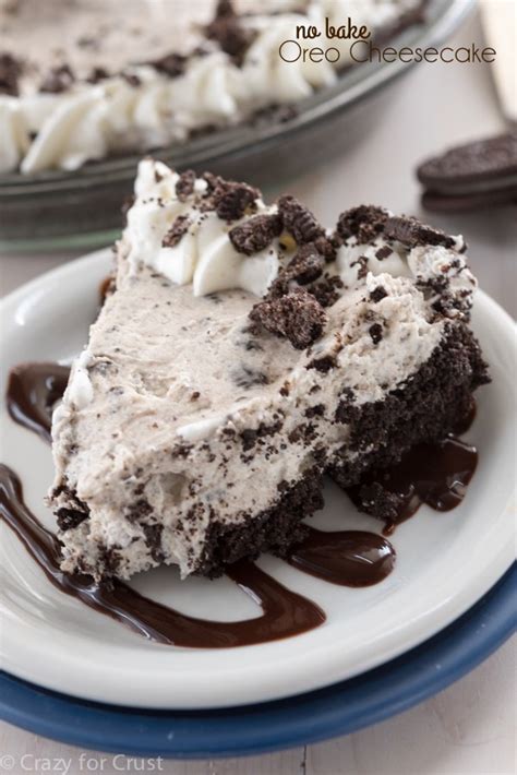 Oreo cookie dessert recipe made with oreo cookies and indulgent cheesecake pair together for the best easy summer desserts for simple oreo cheesecake recipes. No Bake Oreo Cheesecake - Crazy for Crust